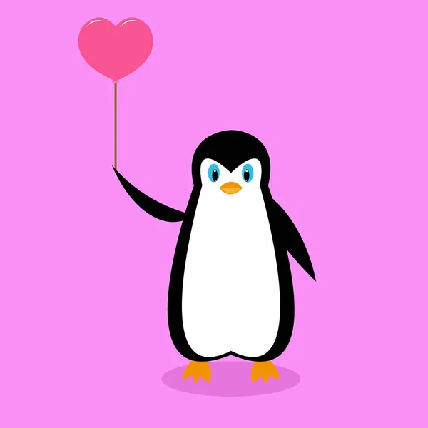 Pingüino de dibujos animados ártico con una bola rosa — Archivo Imágenes Vectoriales