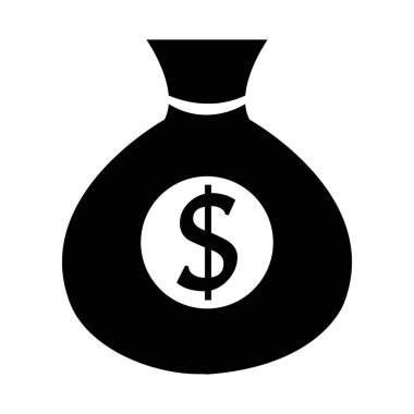 Para çantası simgesini, paran daire basit çizgi film illüstrasyon