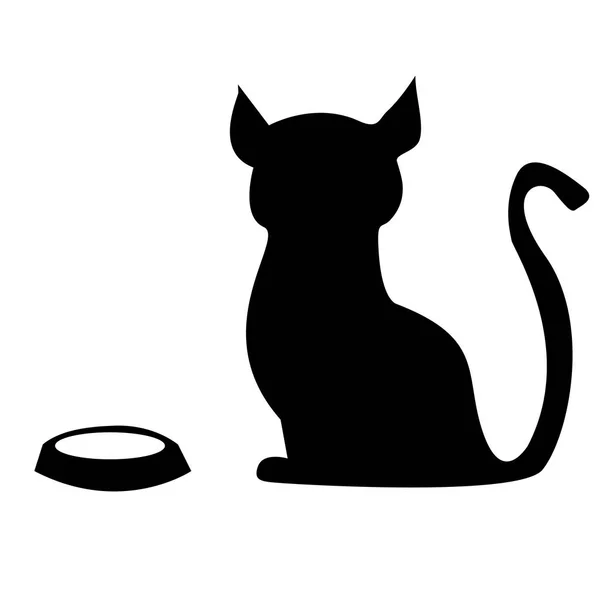 Głodny kot z pustą miskę — Wektor stockowy