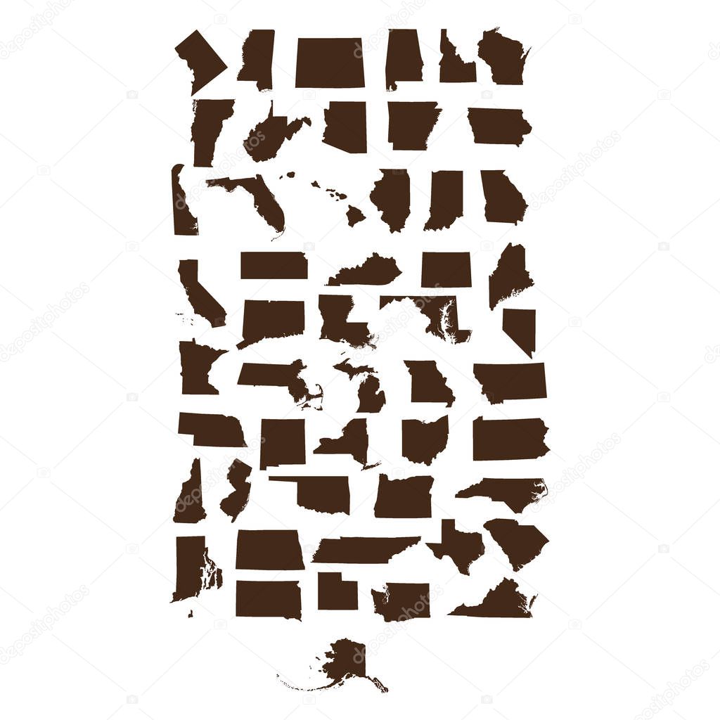 set of US states maps 
