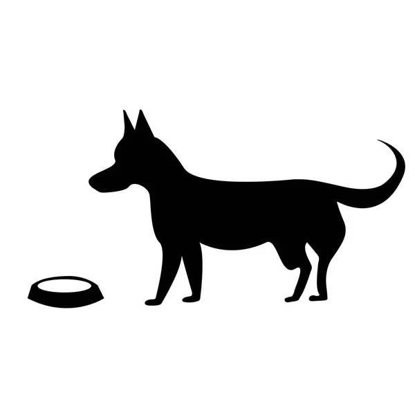 Голодная собака с пустой миской — стоковый вектор