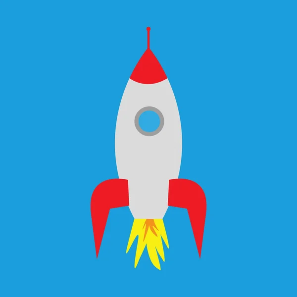 Cartoon rocket on a blue background — Stock Vector