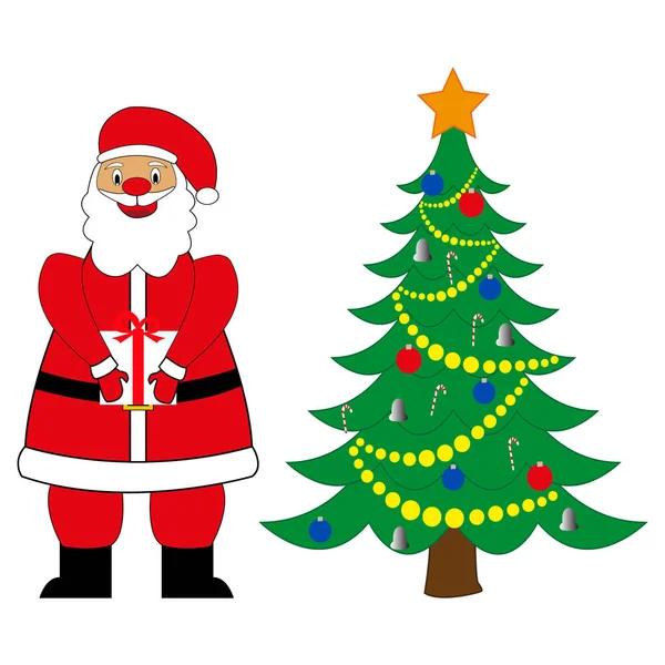 Santa Claus con un regalo — Vector de stock