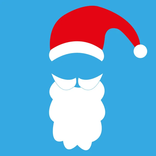 Modello per baffi fotografici con barba e berretto di Babbo Natale — Vettoriale Stock