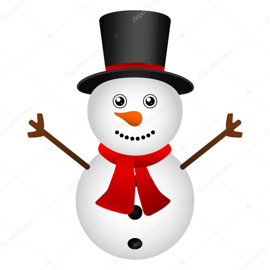 Funny christmas snowman in hat isolated on white