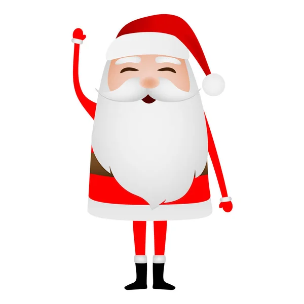 Dibujos animados divertido santa claus agitando la mano aislado en blanco — Vector de stock