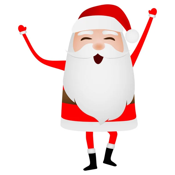 Cartone animato divertente Babbo Natale mano ondulante isolato su bianco — Vettoriale Stock