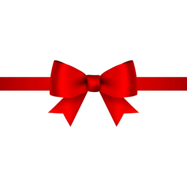 Lazo rojo para regalo y tarjeta de felicitación aislado en blanco — Vector de stock