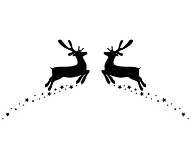 Two reindeers jump to each other with stars isolated on white vector