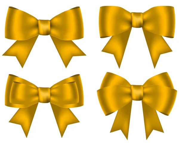 Колекція золотих блискучих луків для дизайну ізольовані на білому — стоковий вектор