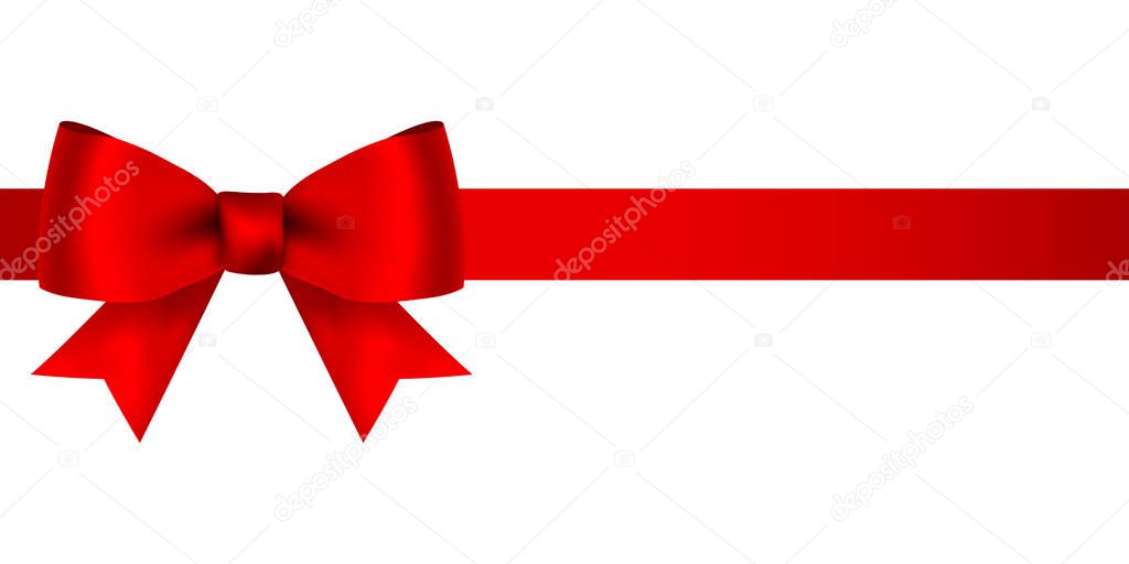 Red bow for gift and greeting card isolated on white