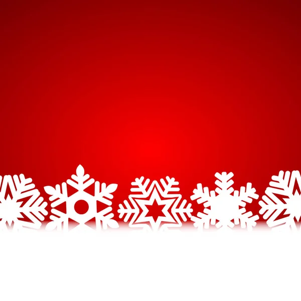 雪の結晶と光とクリスマスの赤い背景 — ストックベクタ