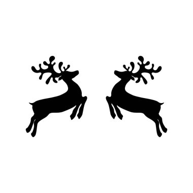 Two reindeers on a white background jump to each other for Christmas vector