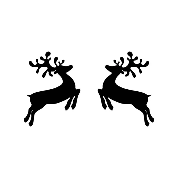 Два северных оленя на белом фоне прыгают друг к другу на Рождество — стоковый вектор