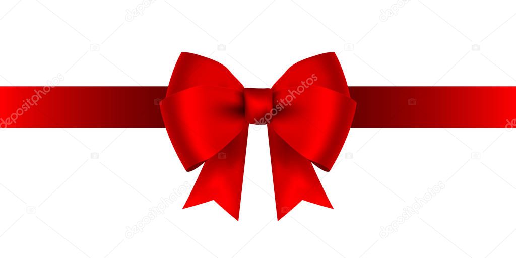 Red bow for gift and greeting card isolated on white