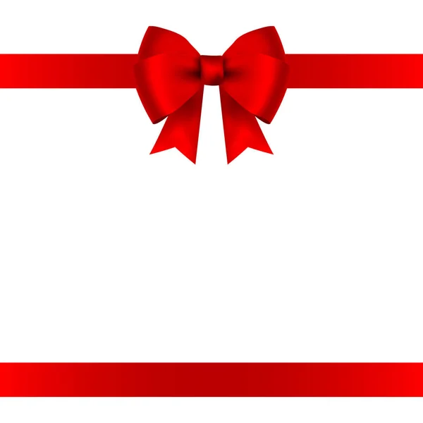 Lazo rojo para regalo y tarjeta de felicitación aislado en blanco — Vector de stock