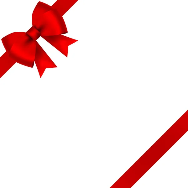 Fiocco rosso per regalo e biglietto di auguri isolato su bianco — Vettoriale Stock