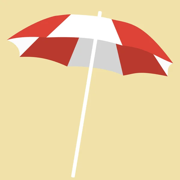 Red and white beach umbrella for relaxing — Stock Vector