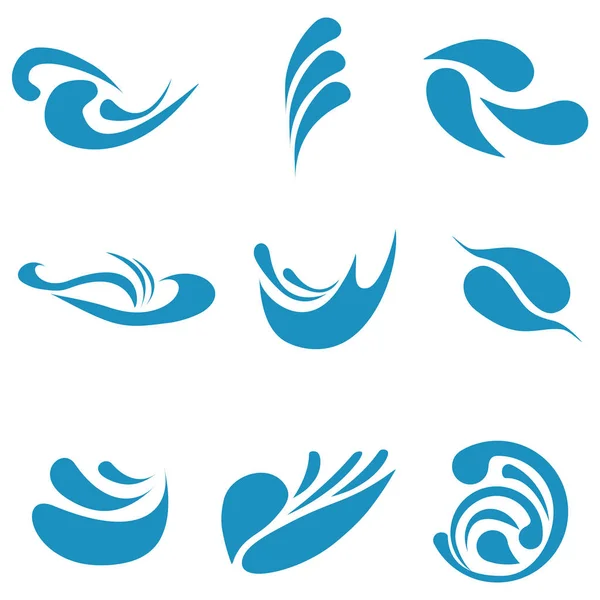 Set of logos water and waves isolated on a white — Stock Vector