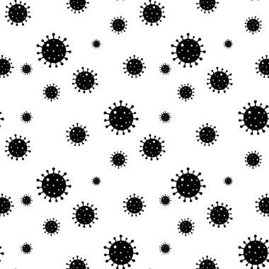 Beyaz zemin üzerinde kusursuz doku koronavirüs covid-19 simgeleri