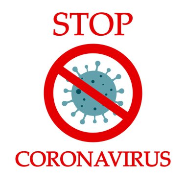 Koronavirüslü Covid 19. Beyaz arka planda virüs sembolü. Coronavirüs simgesini durdur