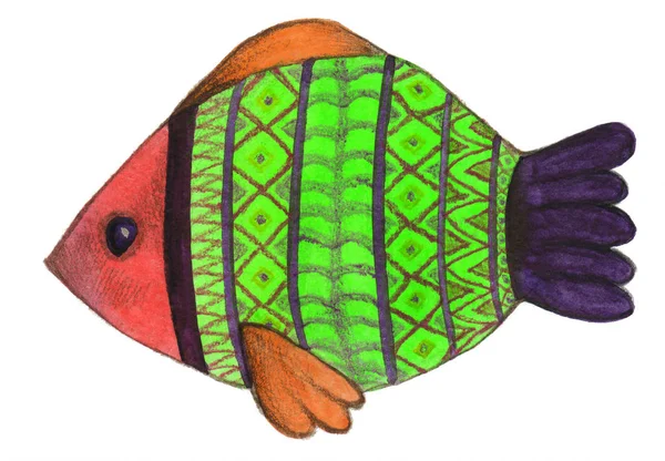 Fish painted with a watercolor — Stock Photo, Image