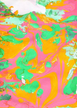 Sarı, pembe, yeşil soyut el boyalı arka plan