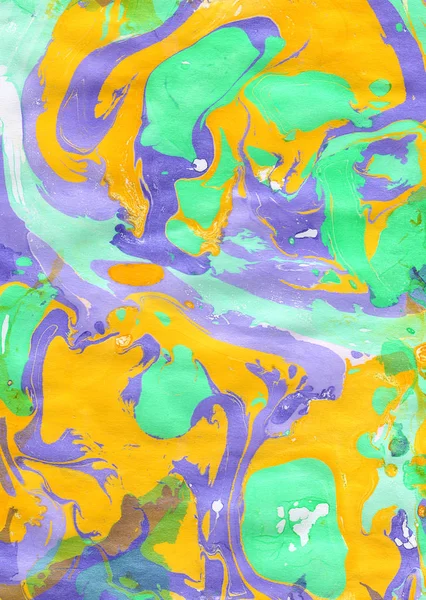 Yellow, green and violet abstract hand painted background