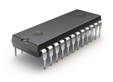 Beyaz arka plan üzerinde mikroçip