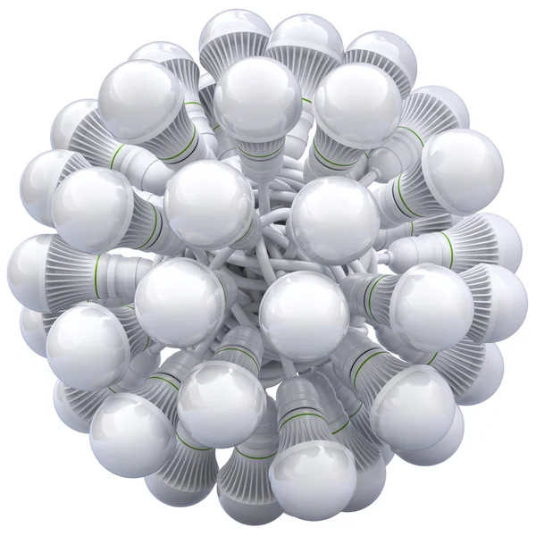 Lâmpadas LED em cabo de nós — Fotografia de Stock