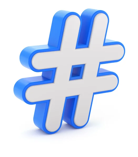 3D kék-fehér hashtag-jel — Stock Fotó