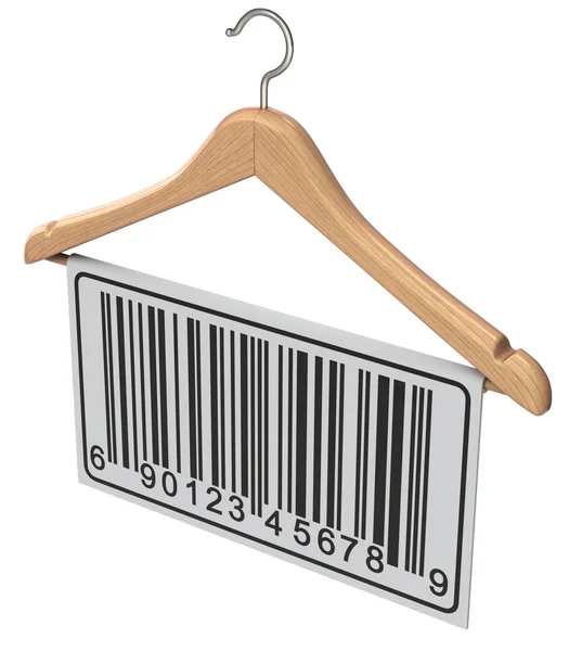 Abstracte barcode label op houten hanger — Stockfoto