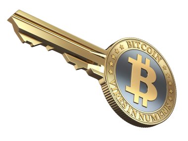 Key with bitcoin  clipart