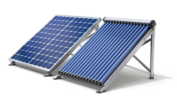 ソーラー パネル発電機、太陽ヒーター — ストック写真