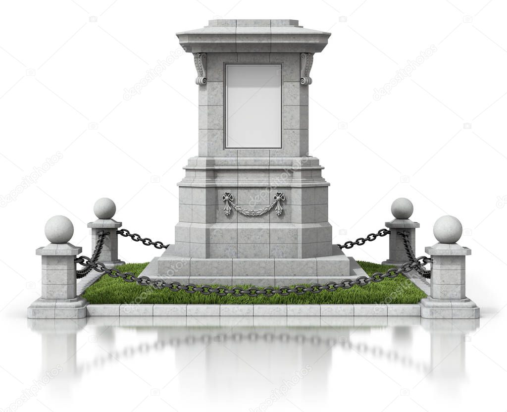 Monument stand with black chain fence