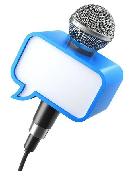 Microphone with speech bubble box — Stock Photo, Image