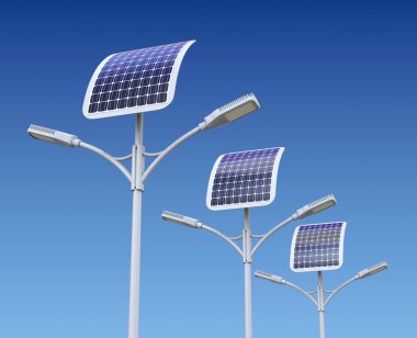 Led sokak lambası güneş paneli ile satır