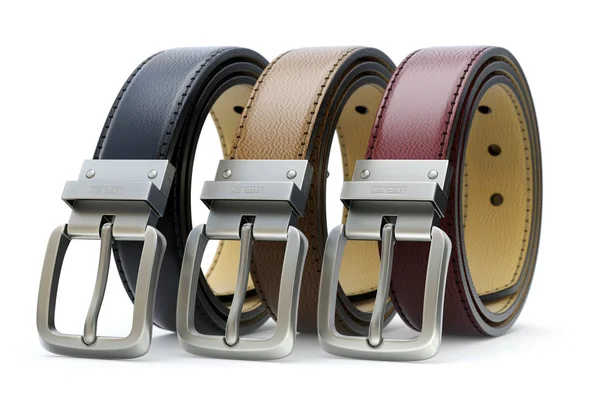 Set of three colorful leather belt — Stock Photo, Image