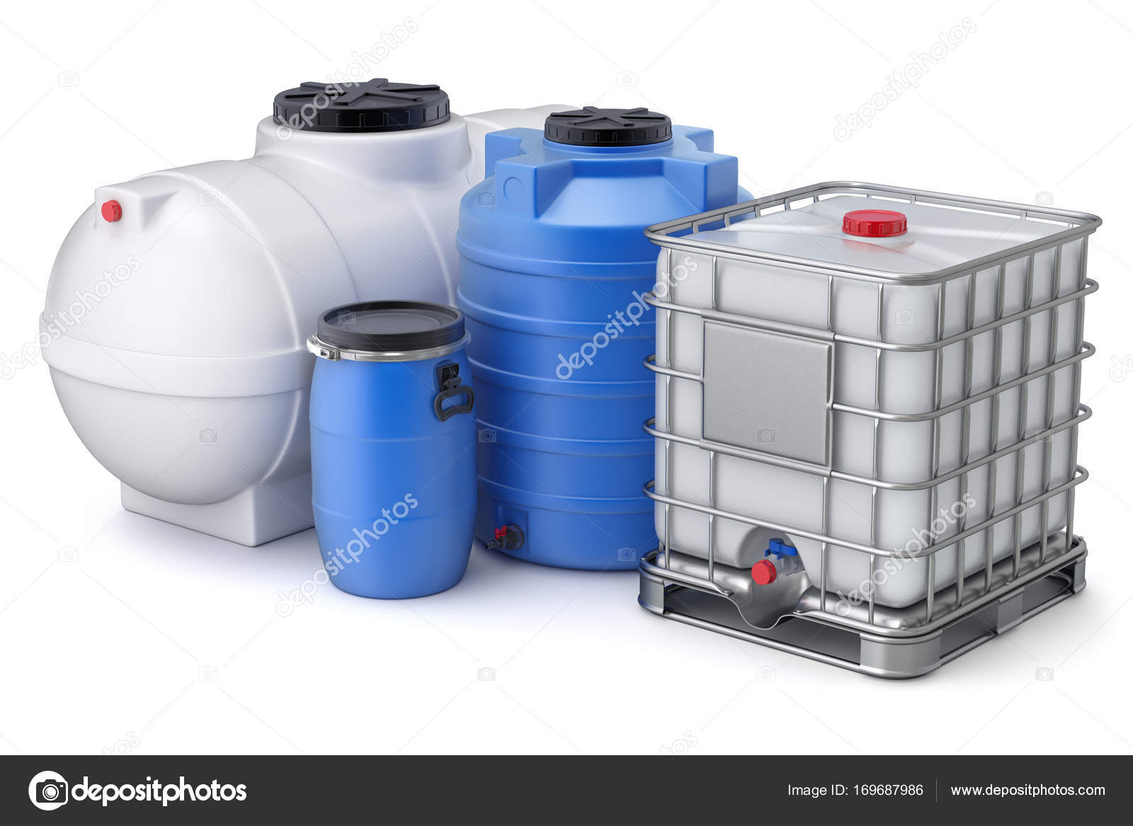 Plastic water tanks Stock Photo by ©mipan 169687986