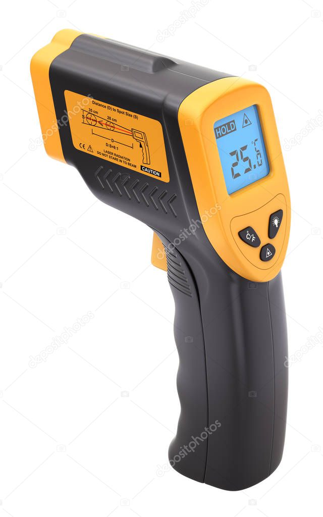 Infrared laser thermometer isolated on white background - 3D illustration