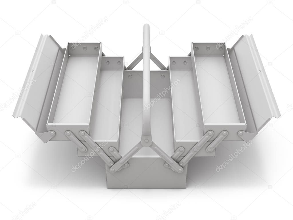 Clay render of cantilever tool box over white background - 3D illustration