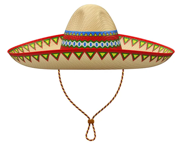 Sombrero Mexicano Aislado Sobre Fondo Blanco Ilustración — Foto de Stock