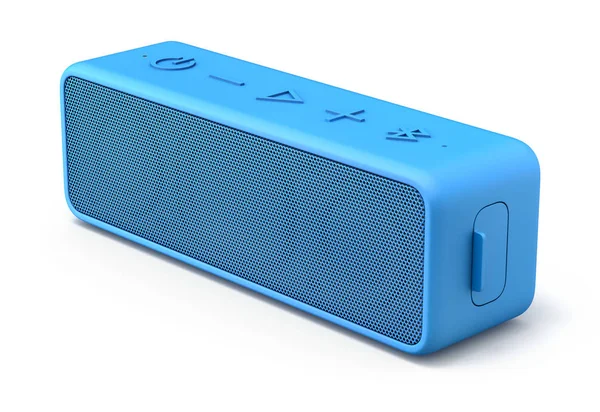 Modrý Bluetooth Reproduktor Bílém Pozadí Ilustrace — Stock fotografie
