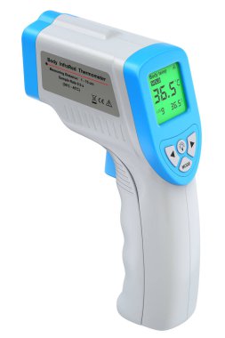 Beyaz arkaplanda kızılötesi vücut termometresi izole edildi - 3D illüstrasyon
