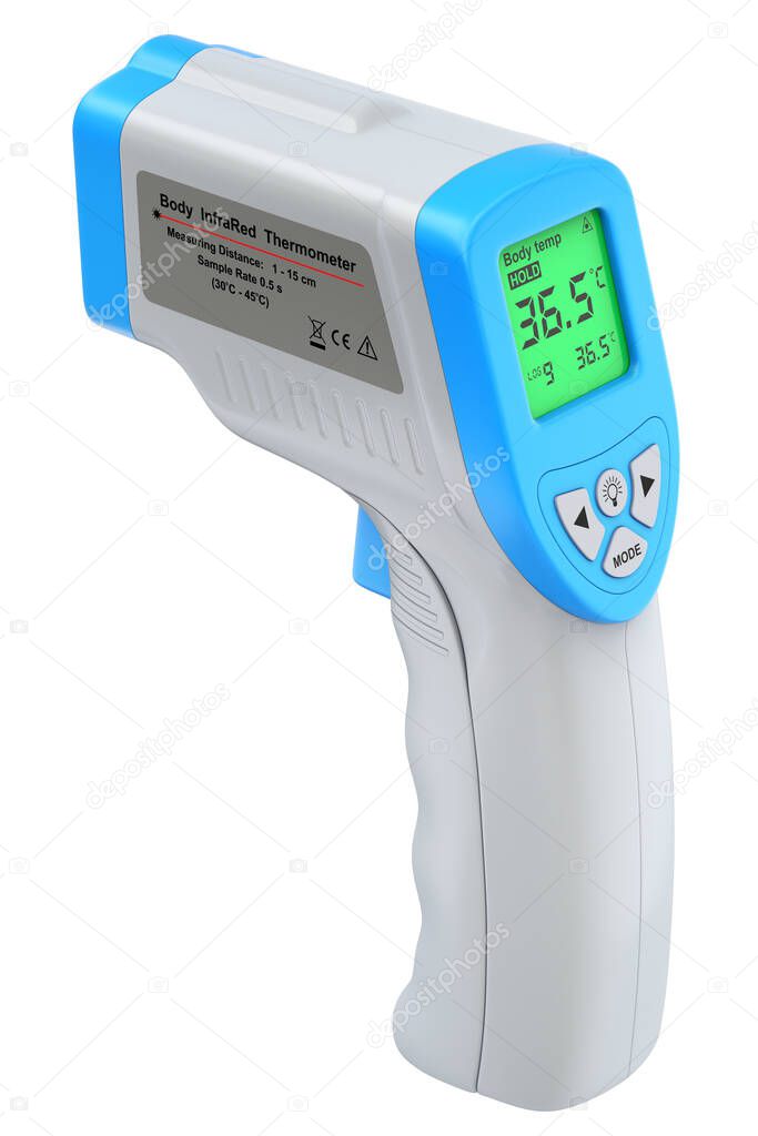 Infrared body thermometer isolated on white background - 3D illustration