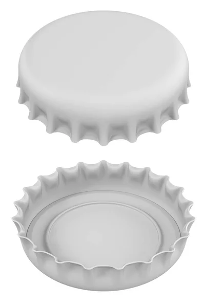 白い背景にボトルキャップの粘土レンダリング 3Dイラスト — ストック写真