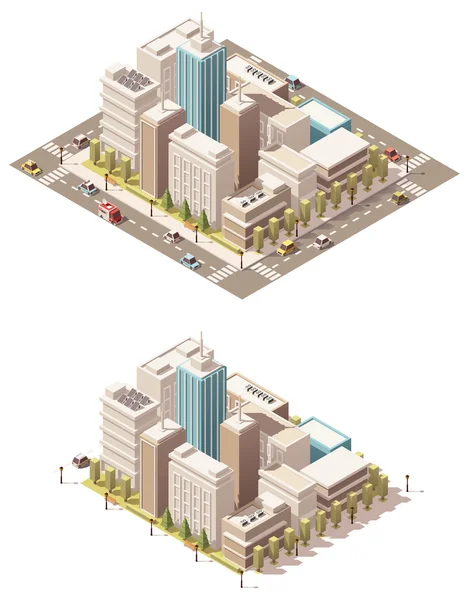 Vector isometric low poly city downtown — ストックベクタ