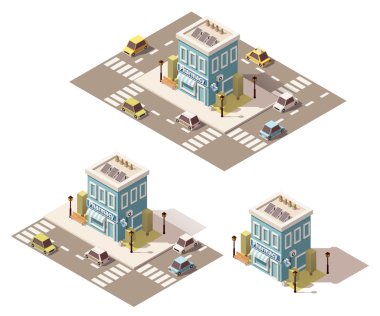 Vektör izometrik düşük Poli eczane simgesi