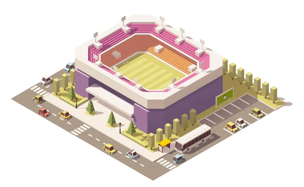 Vektorisometrisches Low-Poly-Fußballstadion — Stockvektor