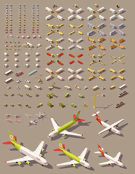 Vector isometric low poly transport set — Stock Illustration Vector isometric low poly transport set Stock Illustration
